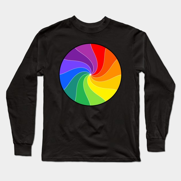 Twelve Color Wheel, a Happy Twirled Rainbow Long Sleeve T-Shirt by SirLeeTees